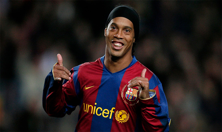 Ronaldinho, a Brazilian former professional footballer and current ambassador for Barcelona.