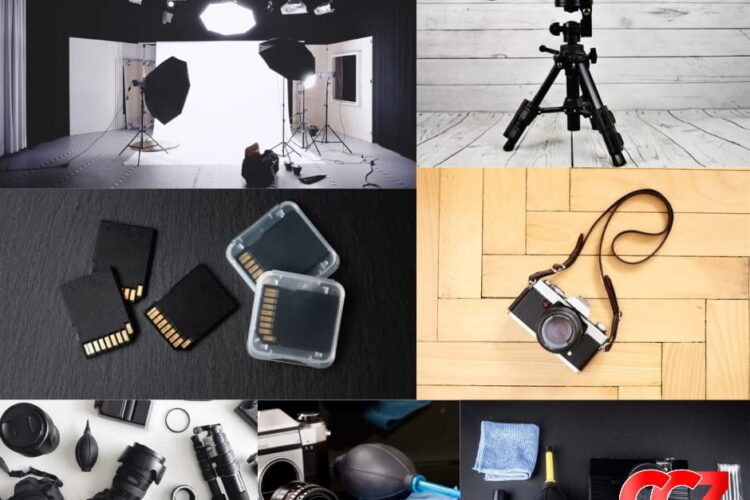 flash, camera straps, memory card reader, cleaning kits, camera tripod